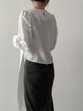 [Scarf SET] Wrinkle Round Blouse