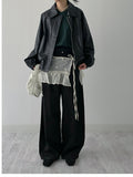 Dino Leather Loose Fit Blouson Jumper