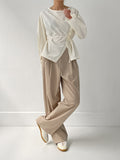 Shes Stripe Two-Tuck Wide Slacks