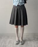 Wool Pleated Midi Skirt