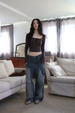 Ring chain wide denim pants