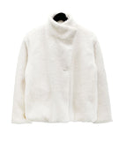 Mocha high-neck fur half coat