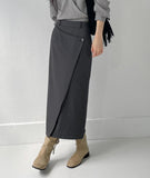 Unbalanced Wrap H-line Long Skirt