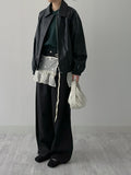 Dino Leather Loose Fit Blouson Jumper