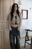 Feather chain scarf fur cardigan