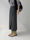 Unbalanced Wrap H-line Long Skirt