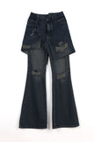 Long double wrap denim pants