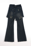 Long double wrap denim pants