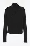 Cross button turtleneck