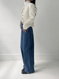 519 Deep Blue High Waist Wide Denim