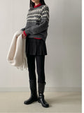 [wool30%] Raglan Nordic Wool Loose Fit Knit