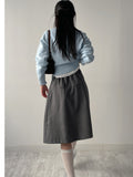 Wool Pleated Midi Skirt