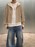 Stripe Over Hood Knit Zip-Up
