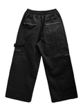 Zip-work cotton double knee pants