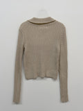 Snap Ribbed Cardigan Knit T-shirt
