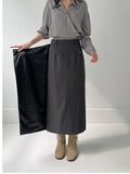 Unbalanced Wrap H-line Long Skirt