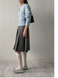 Wool Pleated Midi Skirt