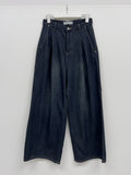 804 Pleated Long Wide Denim Pants