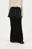 Pleated layered snap skirt