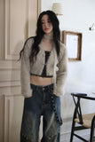 Feather chain scarf fur cardigan