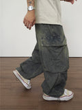 Summer Wide Cool Banding Cargo Denim