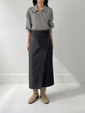 Unbalanced Wrap H-line Long Skirt