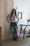 Ring chain wide denim pants