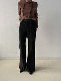 Beishu Corduroy Pin Tuck Bootcut Pants