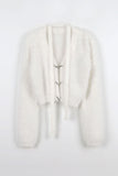 Feather chain scarf fur cardigan