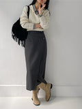 Unbalanced Wrap H-line Long Skirt