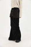 Pleated layered snap skirt