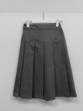 Wool Pleated Midi Skirt