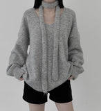 Monk Scarf V-Neck Knit