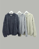 Notty Knit Hood Zip Up