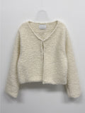 [wool56%] Boucle V-neck Hook Cardigan