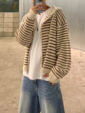 Stripe Over Hood Knit Zip-Up