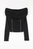 Pony angora off-shoulder knit