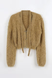 Feather chain scarf fur cardigan