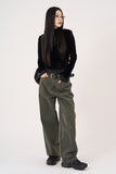 Deep tint wide denim pants