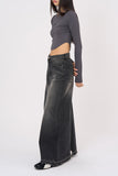 Maxi back slit denim long skirt