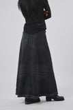raw cut sand denim long skirt