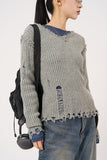 Linda wool damage V-neck knit