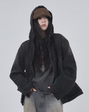 Smoke washed denim hooded jumper