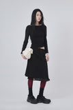 Part shirring wide-neck crop long sleeve