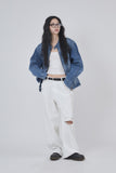 Pure white destroyed denim pants