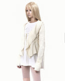 Ruffled Drape Angora Cardigan