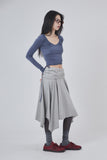 Fold crop flare midi skirt