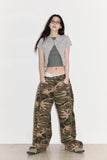 Camo ripstop side folding wide pants