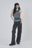 Hangdown string cargo denim pants