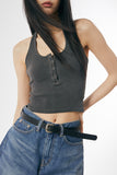 Caley pigment halter-neck sleeveless top